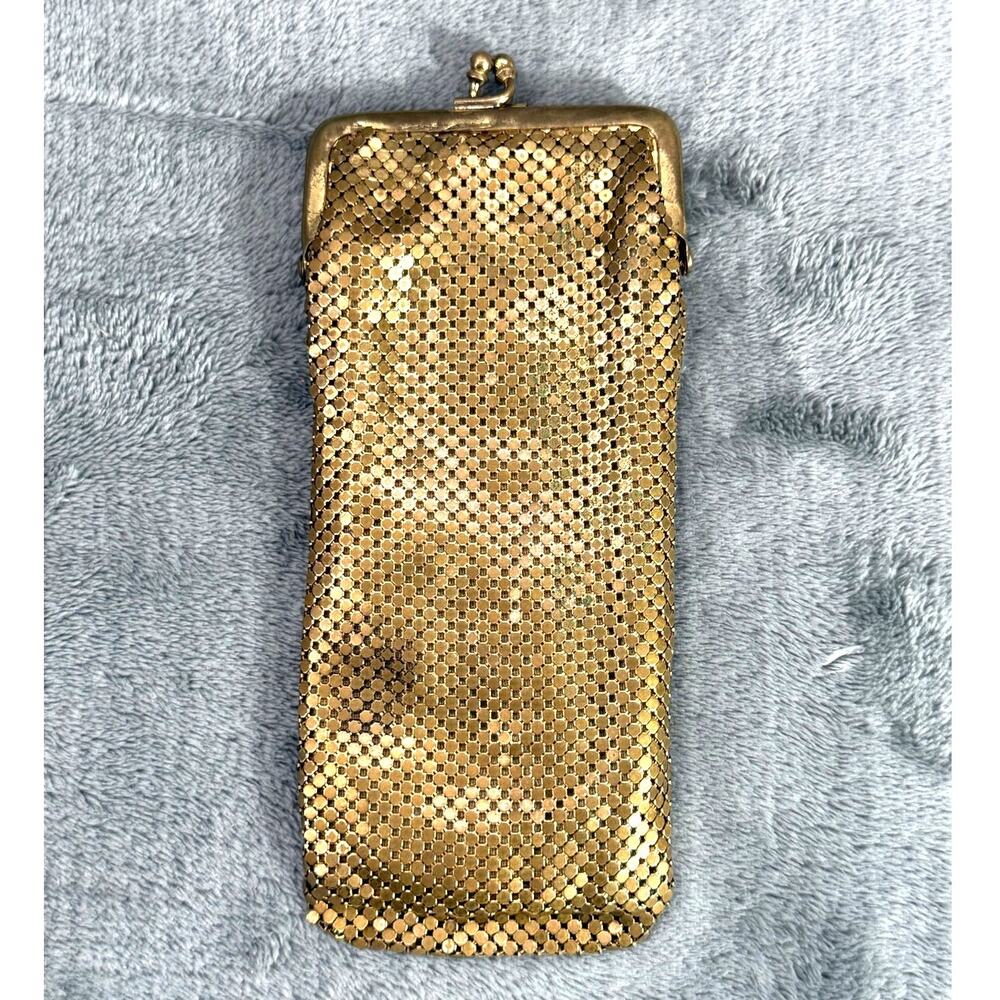 Vintage Gold Metal Mesh Cigarette Case Pouch Belgium Kiss Lock Art Deco Flapper